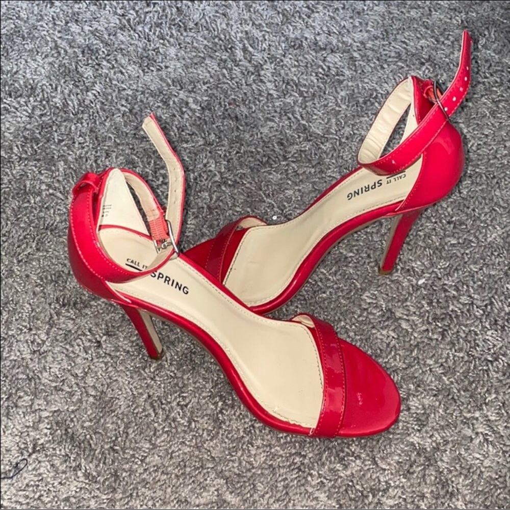 Red Stiletto Open-Toe Heels